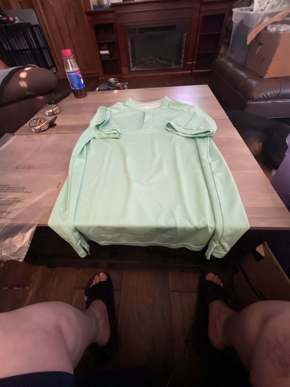 #A237 Three Sixty Six Mens Mint Green Striped Performance Golf Polo Shirt XL